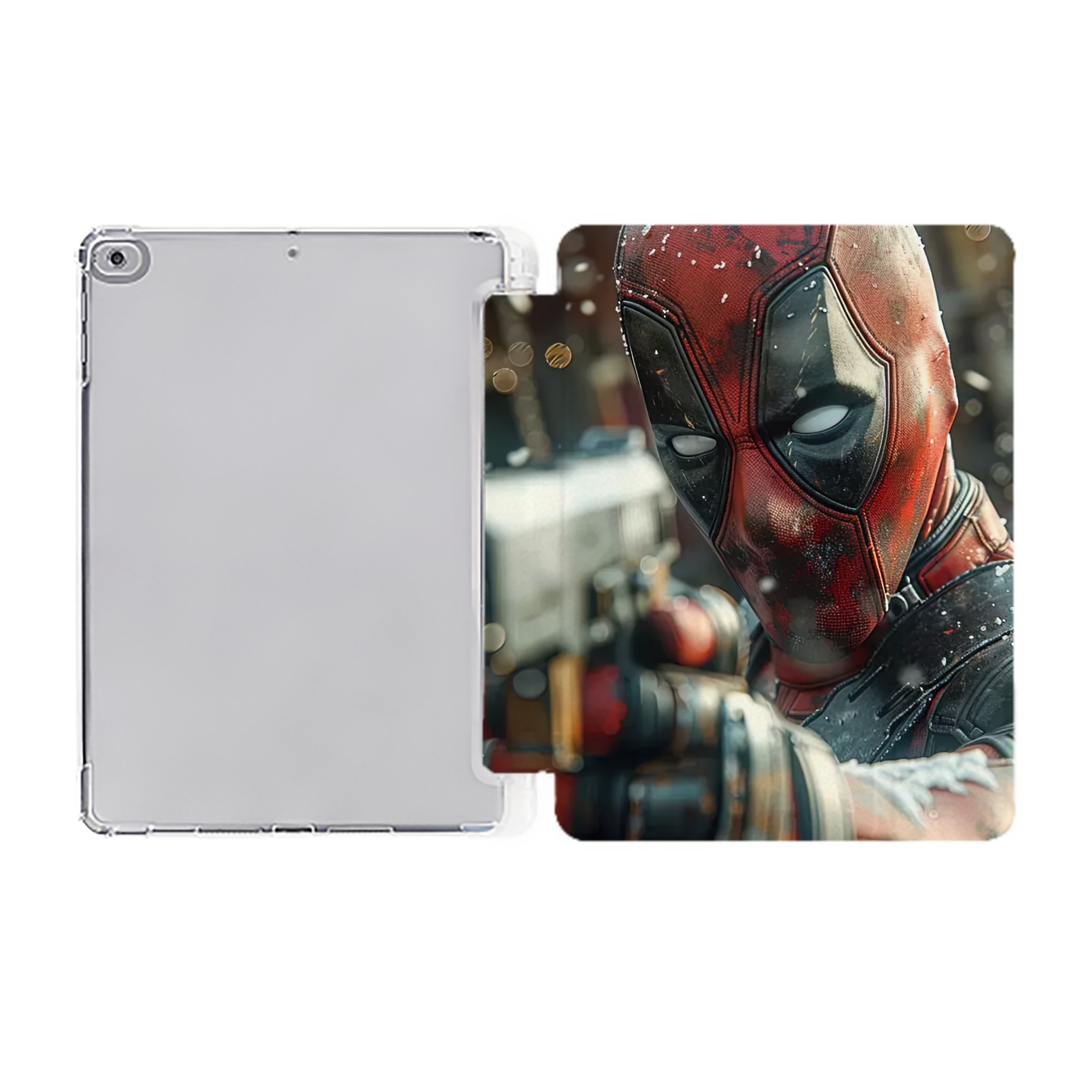 （画像用） Deadpool デッドプール IPad ケース ペン収納付き 三つ折りスタンド PUレザー×シリコン 対応機種9.5/10.5/10.9インチ